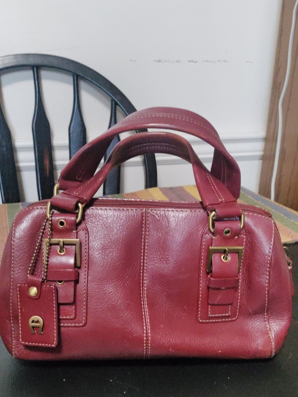 Etienne Aigner Women’s Red Leather Satchel Handbag
